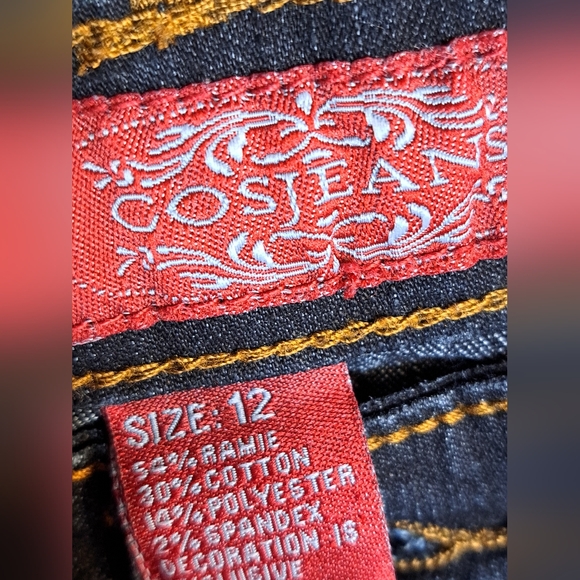Cos Jeans Rhinestone Embroidered  Black Denim Pants  Size 12 - Picture 2 of 9
